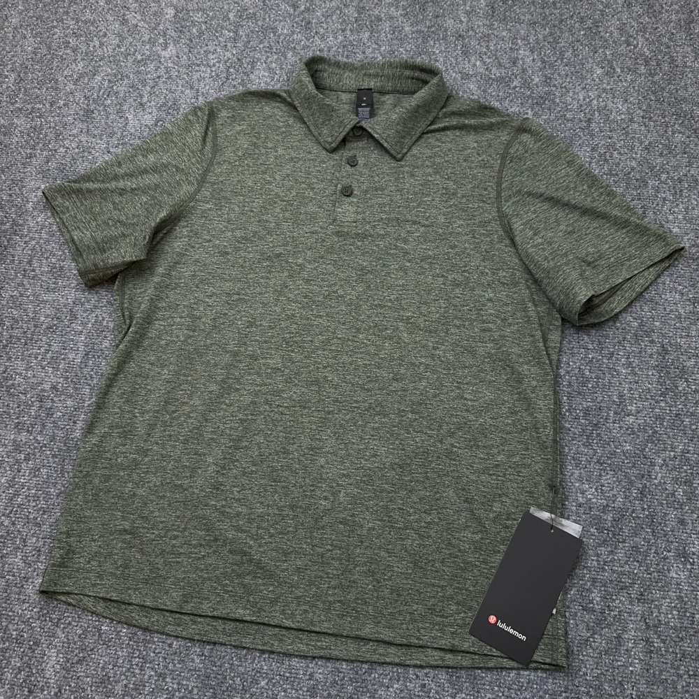 NEW Lululemon Soft Jersey Short-Sleeve Polo Men's Medium Heathered Army Green